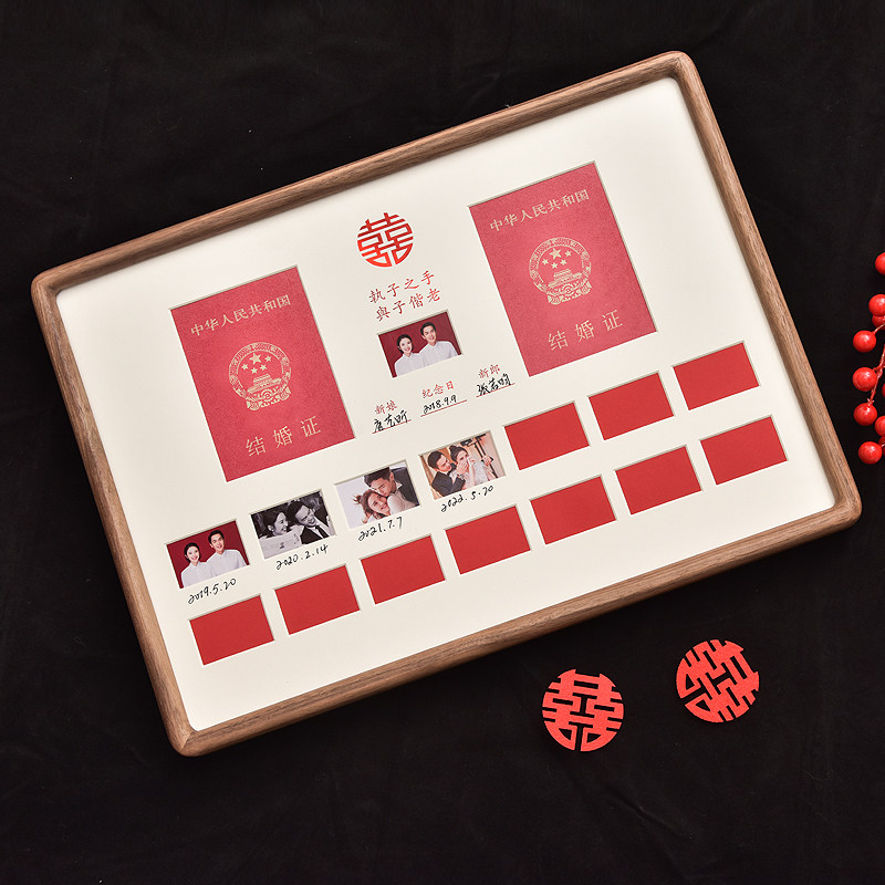 结婚证相框实木结婚登o记照婚姻登记证情侣夫妻领证周年礼物纪念