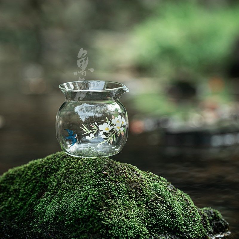 鱼戏高硼硅玻璃耐热加厚公杯手工贴花家用公道杯匀茶杯分茶器茶海,餐饮具,公道杯,淘宝优惠券,粉丝福利购,淘宝优惠卷