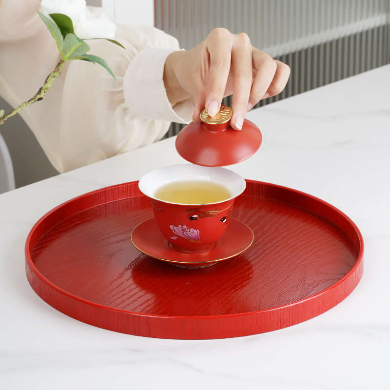 比翼连理结婚敬茶杯两对新人改口敬茶杯婚礼茶杯红色盖碗婚庆用品