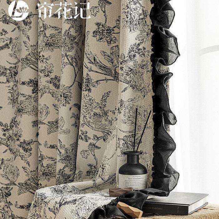 新款田园风别墅客厅卧室加厚雪尼尔提花法式现代复古遮光窗帘面料