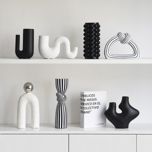 高档现代抽象条纹艺术个性小众样板间H家居装饰品酒柜摆设客厅摆