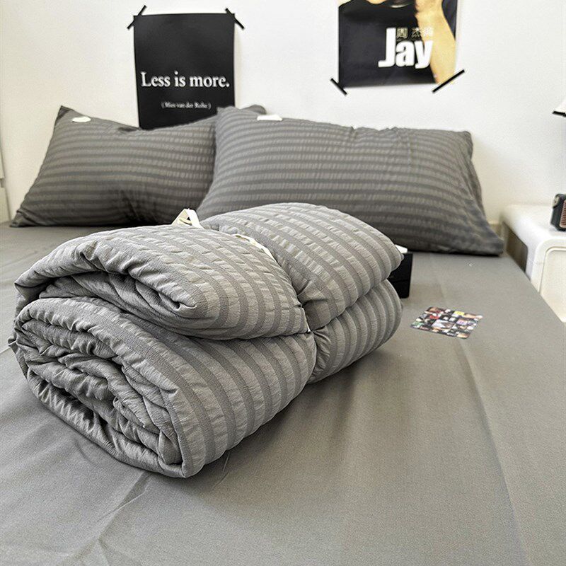 ins纯色博主风绅士灰o夏凉被四件套150x200cm空调被夏季薄被芯夏