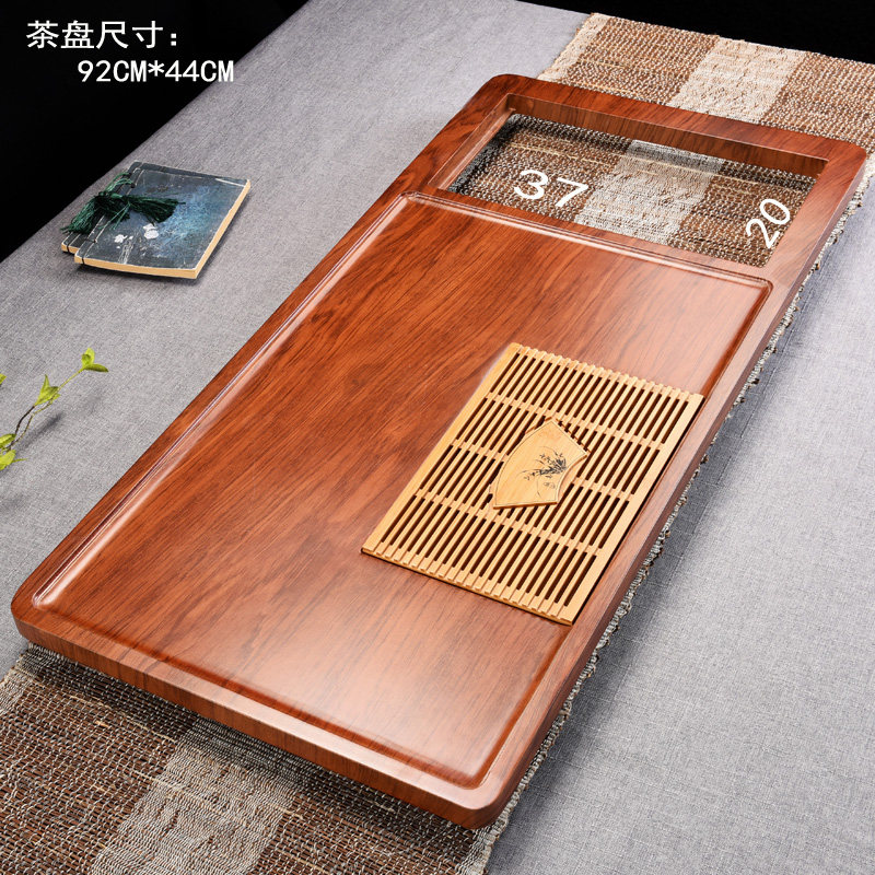 茶盘家用办公实木茶台茶海茶桌连体功夫茶具套装大中号直排水托盘