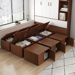 飘窗柜翻盖储物柜可坐收纳v置物柜炕柜榻榻米柜子阳台柜子地柜矮