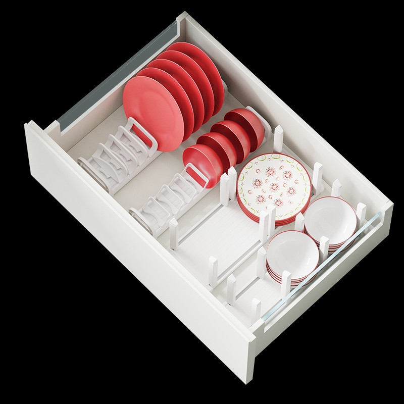 格麦厨房抽屉碗筷架沥水架纯色碗碟架内置碗盘置物架盘子收纳碗架