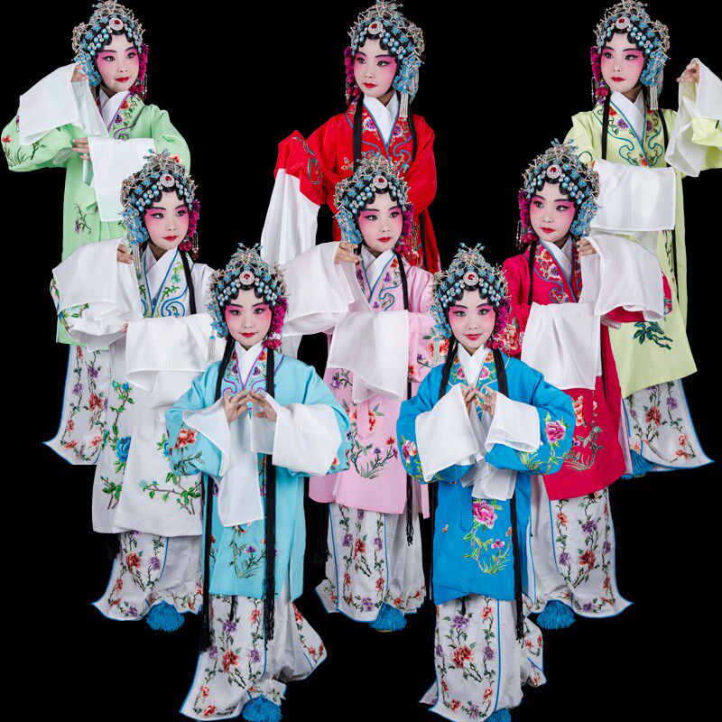 儿童花旦京e剧戏曲服装越剧水袖练功服少儿女青衣戏剧舞台表演戏