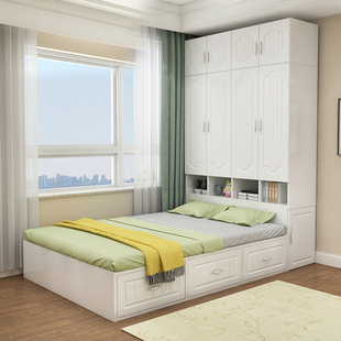柜子床一体省空间儿n童衣柜床小户型多功能衣帽间双人榻榻米组合