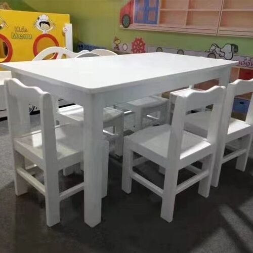 定制儿童培训班白色可涂鸦实木烤漆桌幼儿园桌椅套装阅读桌绘画桌