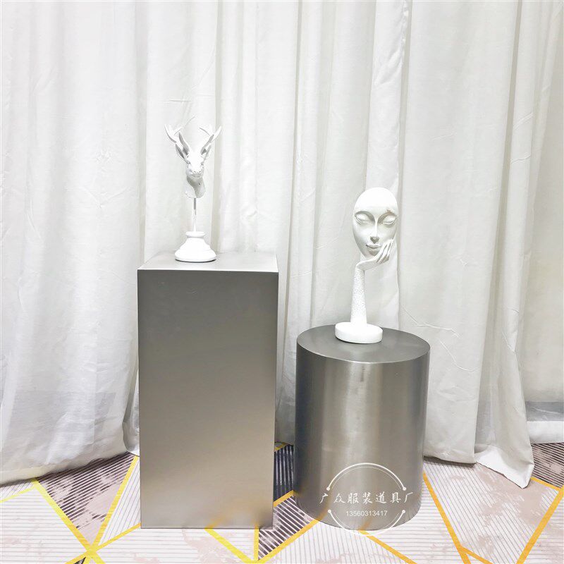 橱窗展示台银色方形圆形服装架模特C架地台不锈钢U首饰柜金色流水