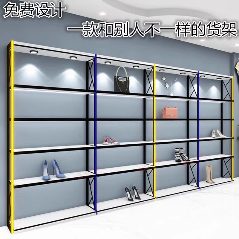 鞋店鞋架展示架童鞋店货架商场带灯货柜包包架多S层货架店铺货架