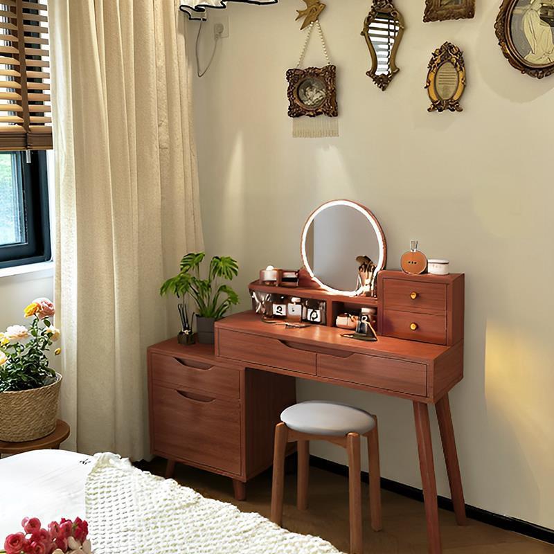 梳妆主卧室化妆台2025新款复古新中式床尾书桌小户型收纳柜一体