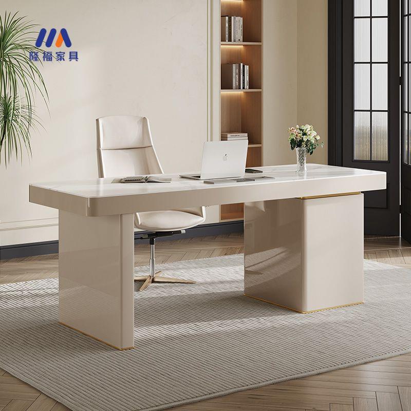 办公室桌子现代简约意式极简电脑桌卧室书房写字台轻奢岩板书桌