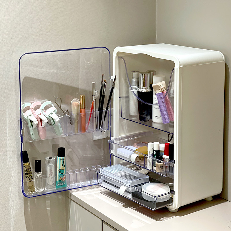 化妆品收纳柜口红收纳架护肤品置物架高级感O防尘桌面收纳盒亚克
