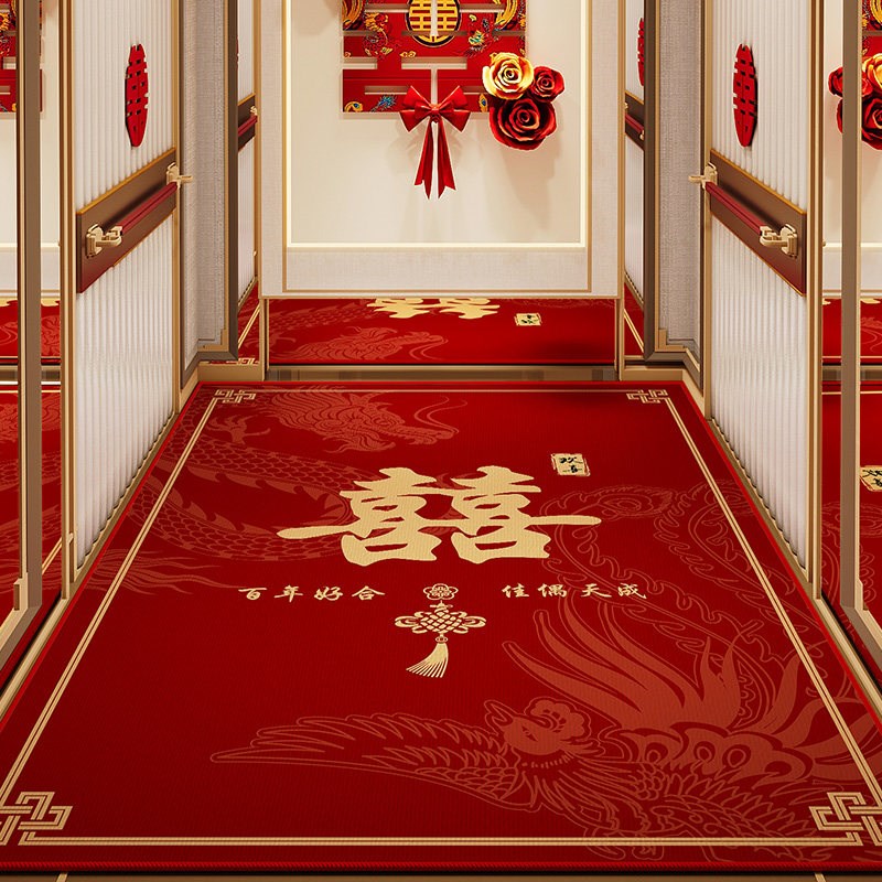 别墅结婚喜字电梯专用地毯轿厢地垫楼梯门O口红色防滑定制脚垫子