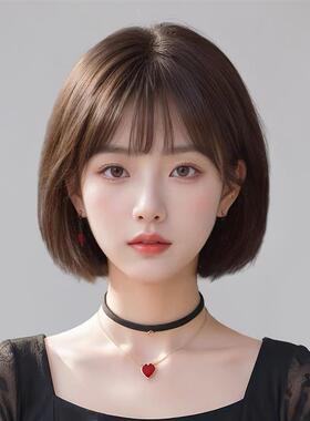 短发假发女全头套真m人发丝自然减龄波波头递针无痕光头假发套整