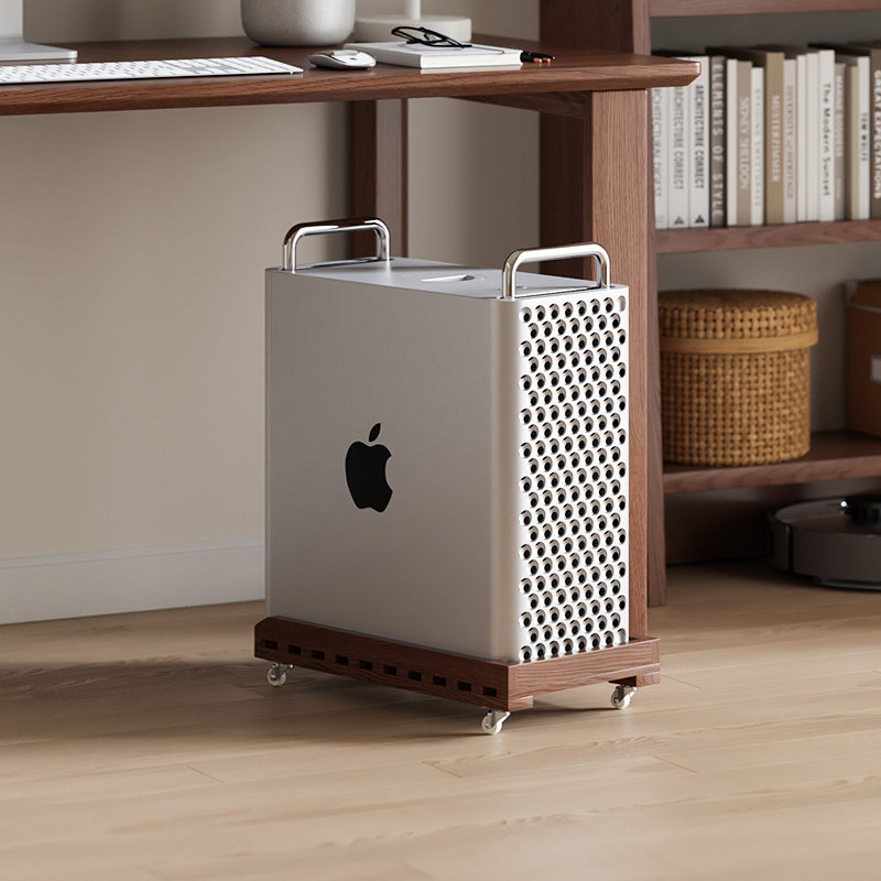 实木电脑主机托架家用简约桌下可移B动桌上型电脑箱现代放置架悬