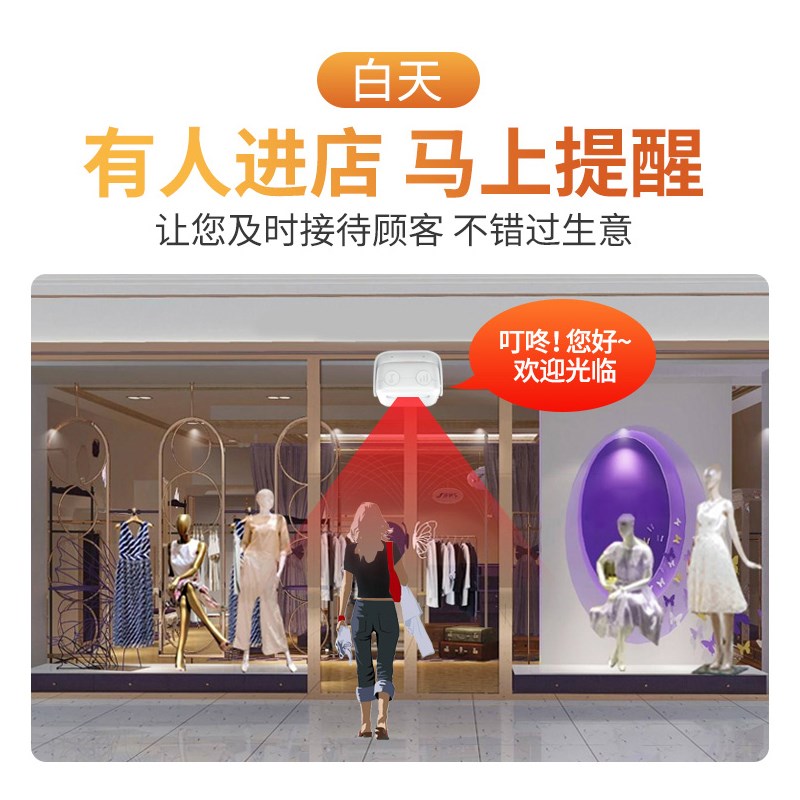 欢迎光临感应器店j铺进门来人提醒感应门铃进店门口门店提示器超