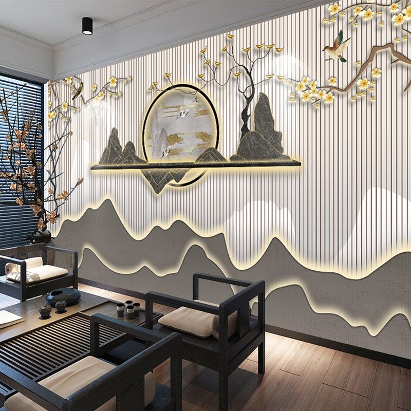 竹木纤维电视背i景墙客厅快装扣板酒店茶室集成墙板装饰护墙板定