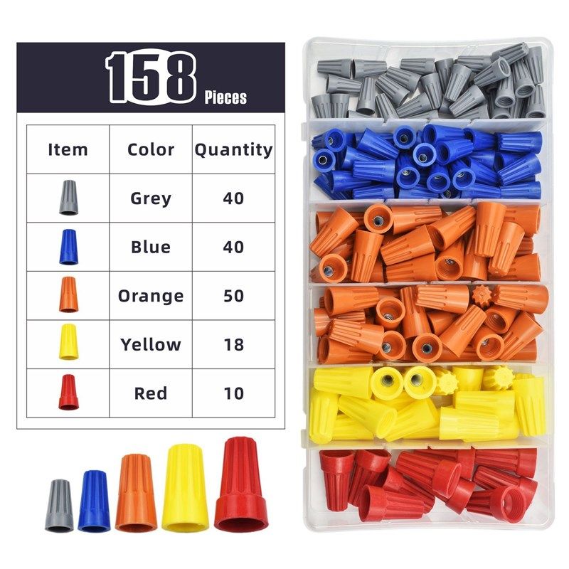 158组合套装盒装螺旋压线帽 快速接线端子 弹簧压线帽组合,五金/工具,接线柱,淘宝优惠券,粉丝福利购,淘宝优惠卷