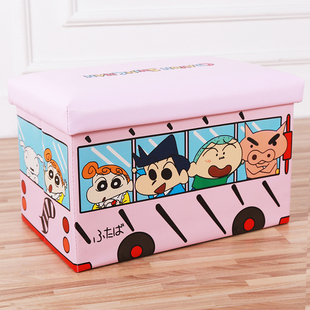 蜡笔大加厚海绵卡通收纳凳宝宝玩具收F纳箱增高凳pu皮革客厅整理