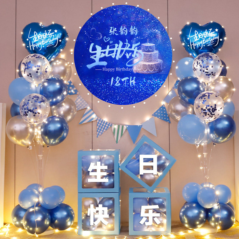 成人18岁周岁气球生日装饰场景A布置男童高级感女孩背景墙海报男