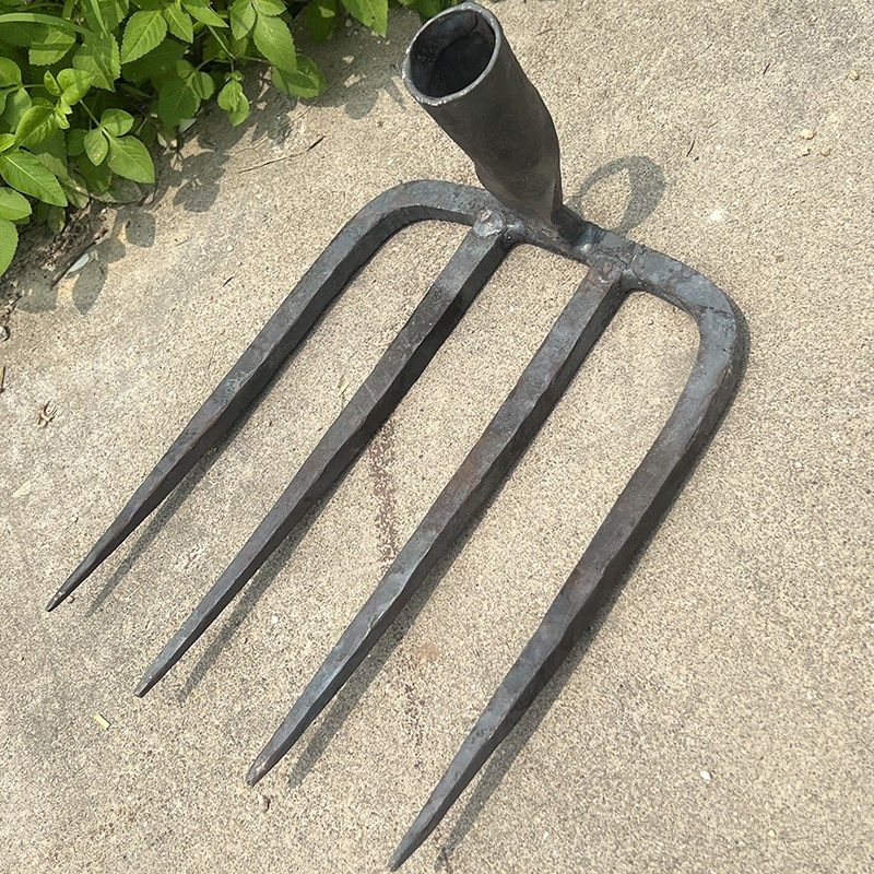 耙锄钉耙四齿耙子农具搂草铁耙种田手工锻打农用翻土X水泥园艺开