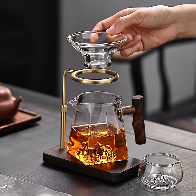 黑檀泡茶支架玻璃公道杯易泡架懒人冲茶器架子茶漏茶具茶滤零配件
