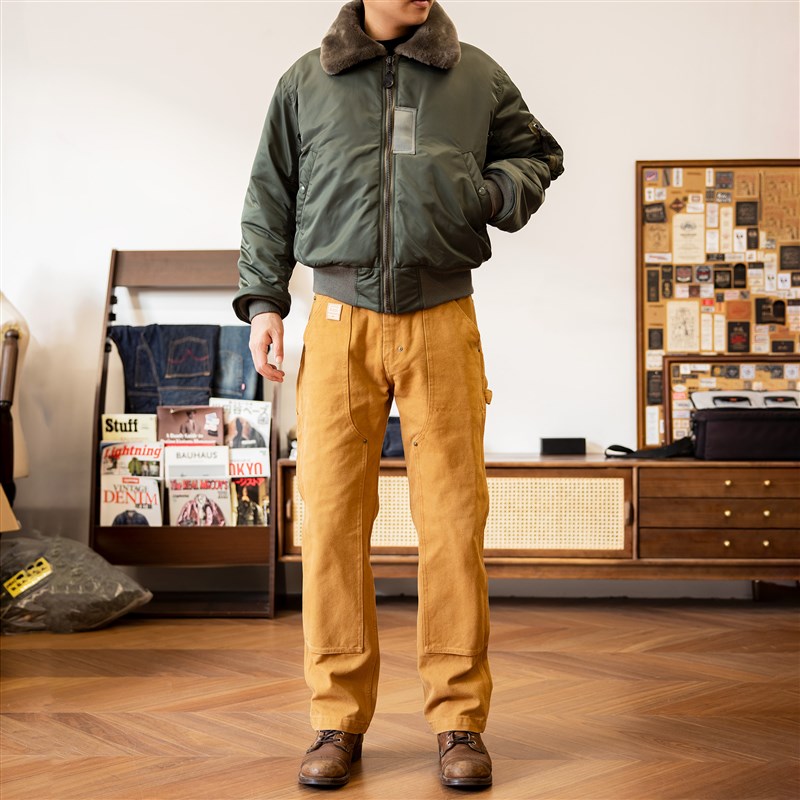 红风 咔哈特帆布工装裤美式直筒矿工裤白色双膝伐木裤 130周年B01