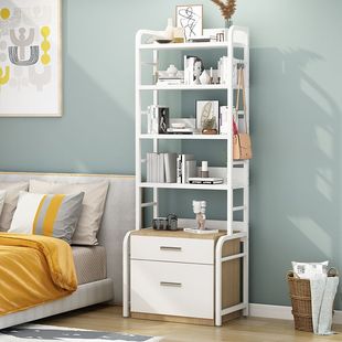 可调节床头柜上的置物p架架子简约现代卧室多层落地收纳架床边书