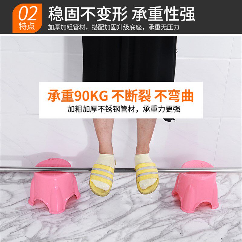 不锈钢加长吊座晾衣杆固定式晒衣架阳台顶装吊通晾杆式衣单杆晒杆
