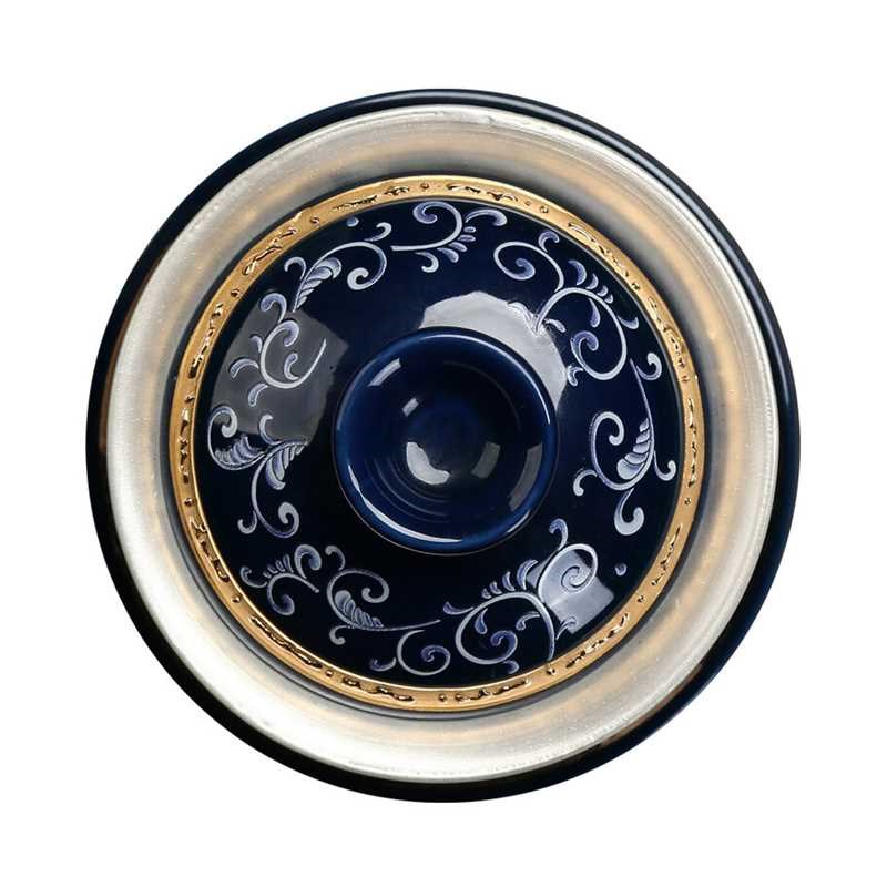 艾喜仕茶具 青花瓷银茶具999 加厚功夫盖碗鎏银茶杯碗茶具镶金陶