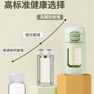 带重力球吸管杯孕妇产妇玻璃杯子糖耐高温带刻度躺着喝水大人