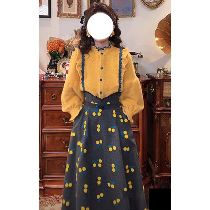 大码胖妹妹法式撞色加厚长袖衬衫2025春季新款碎花a字半裙套装女,女装/女士精品,时尚套装,淘宝优惠券,粉丝福利购,淘宝优惠卷