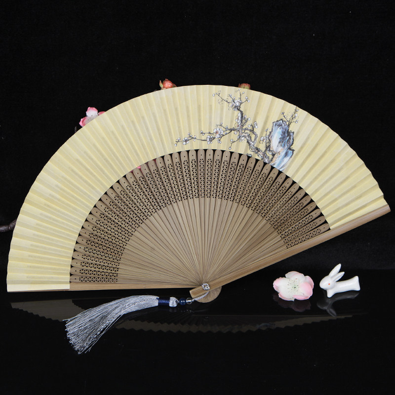 丝艺堂古风6寸女古典折扇子纸扇B双面串竹扇礼品扇香扇工艺扇礼品