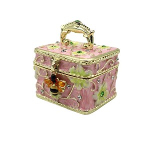 锡金属工艺品粉色小手提宝箱珠宝盒家居饰品柜台美容院首饰盒送礼