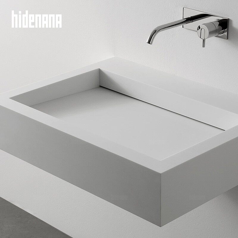 hidebnana意式人造石一体式洗手盆小户型洗脸池挂墙式洗漱台定制