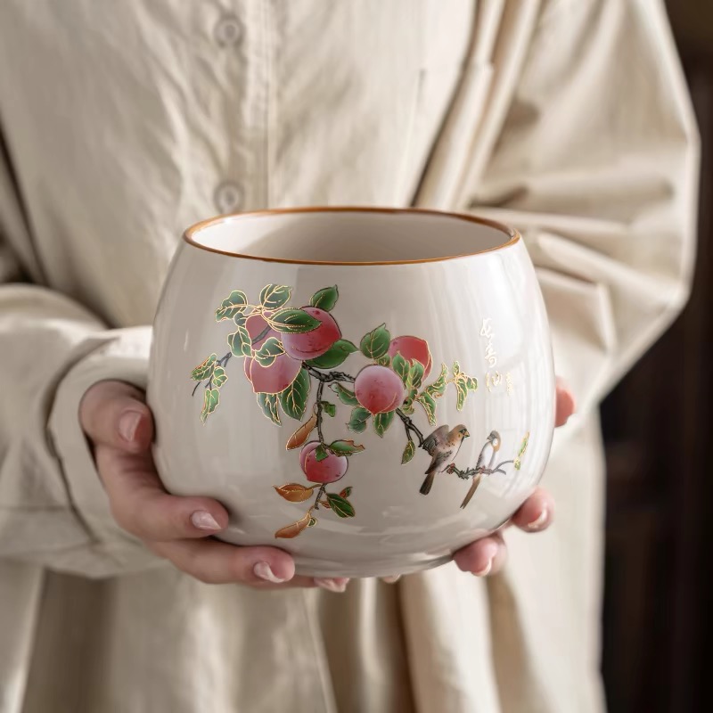 桌面垃圾桶高颜值陶瓷餐桌上客厅茶几台面大号垃圾缸盘果皮收纳碗