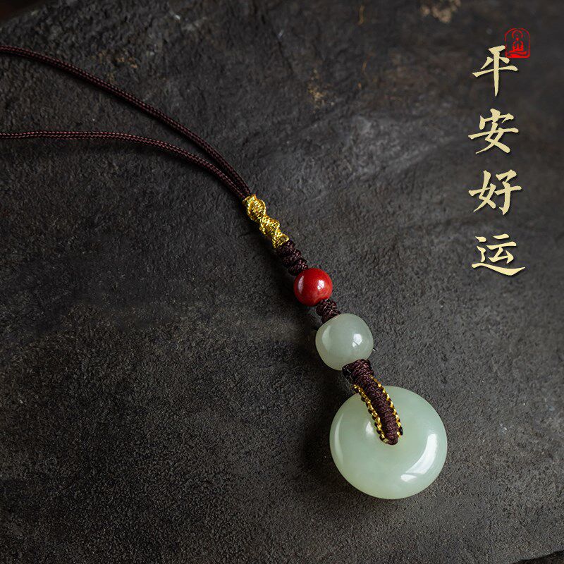 天然和田玉平安扣手机链短款防丢挂绳手工编织包包X挂件吊坠饰品