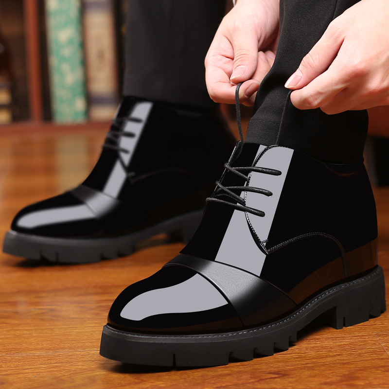男士内增高鞋男12cm商务正装皮鞋12厘米内增高男鞋12公分特高漆皮