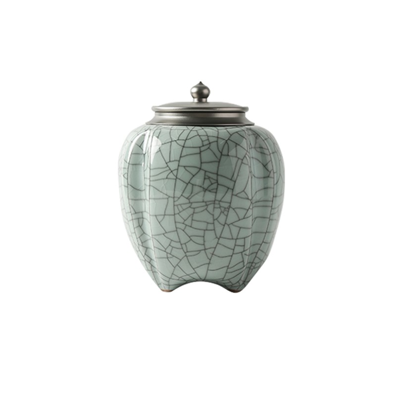 青瓷大码茶叶罐家用陶瓷一斤装密封圈罐大号普洱茶储物储茶罐