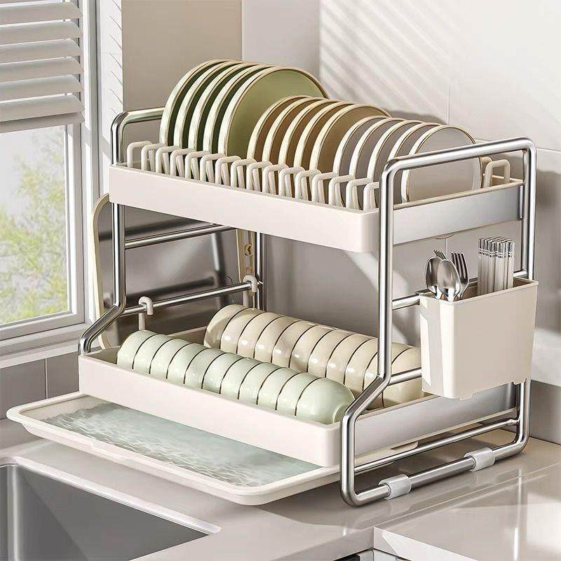 厨房收纳碗碟摆件架沥水家用多层台面多功能砧板LD