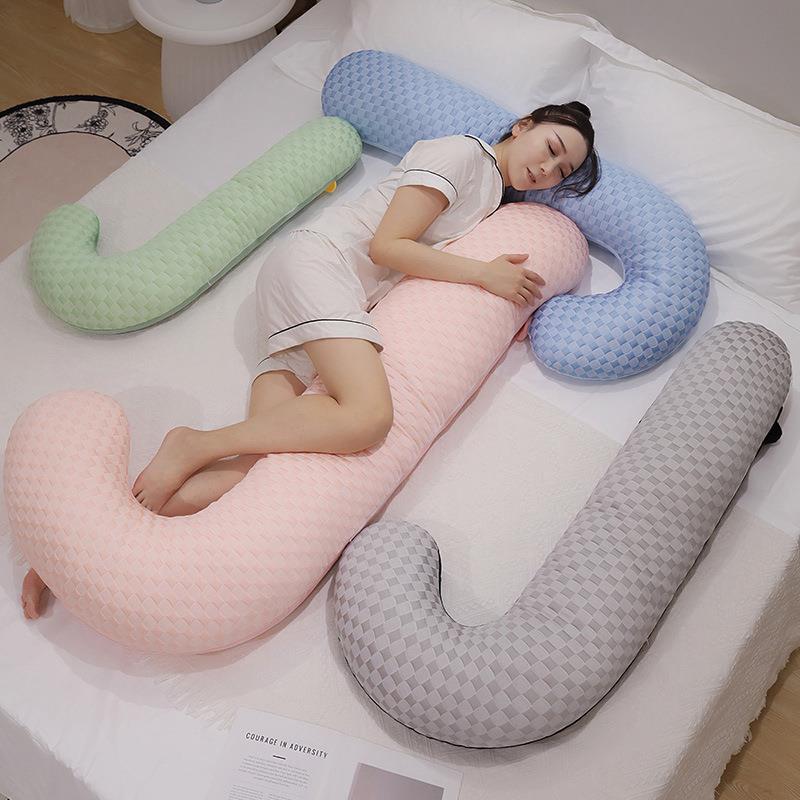 冰豆豆长抱枕双面J 型抱睡枕床上夹腿枕头床头靠枕创意弯弯长条枕