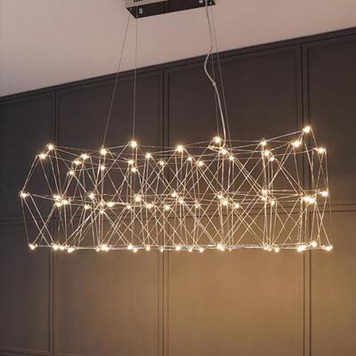 意式轻奢萤火虫长条吊灯别墅酒店前台吧台饭厅展厅光立方led灯