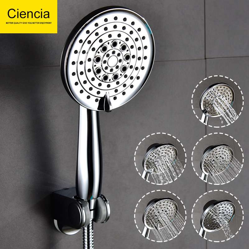 Ciencia科德林ABS镀铬4分口浴室淋浴喷头五功能切换出水手持花洒