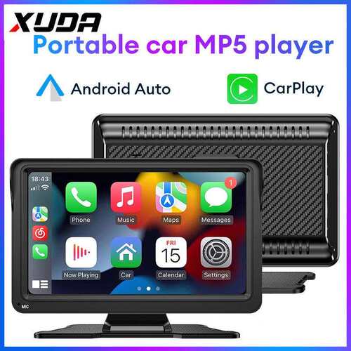 跨境车载便携智能高清无线Carplay导航多媒体车机互联7寸显示屏