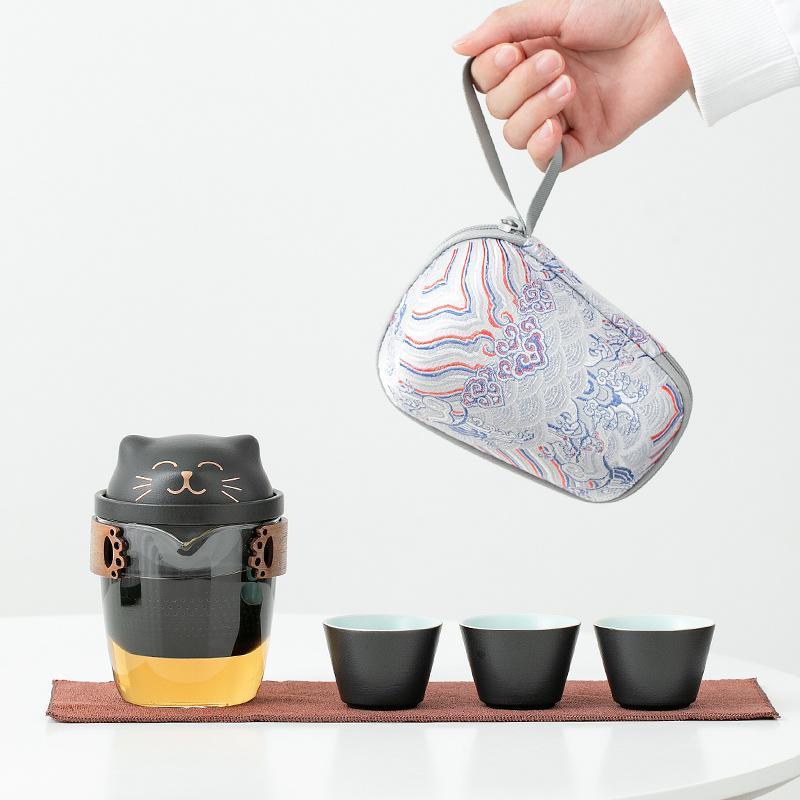 便携式旅行茶具小套装简易功夫泡茶杯精致女士可爱户外随身快客杯