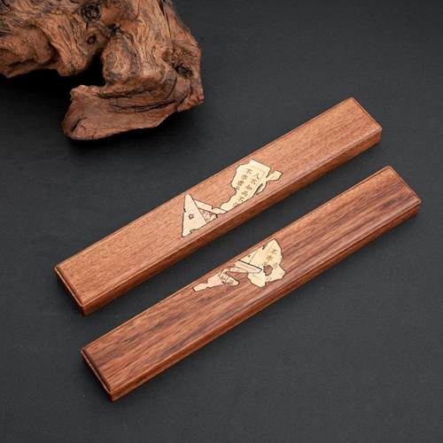 锦灰堆对镇尺镇纸八破图雕刻酸枝黄杨木镇压纸用文房书画用品