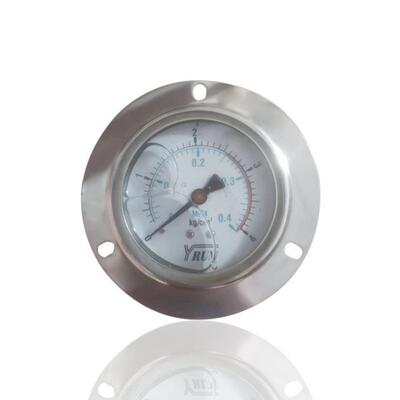YRUN油润不锈钢压力表轴向带前边埋入式崁入式YBN63ZT 4KG/0.4MPA