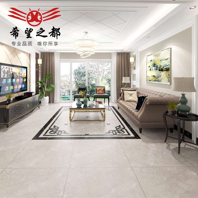 希望之都 柔光砖通体大理石瓷砖800x800灰白色客厅地砖简约地板砖