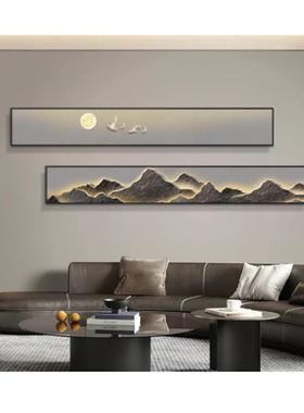 S2430 李 现代轻奢装饰画客厅玄关山背景挂画日出金山两联20150